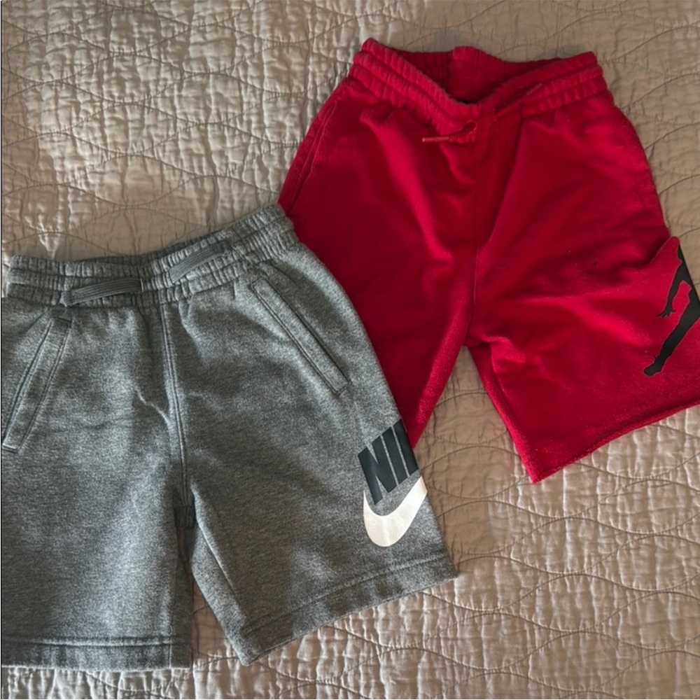 Nike and Jordan Kids Red and Gray Athletic Shorts Set